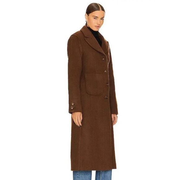 NEW L’Academie x Marianna Long Coat Espresso Brown Size Large - Picture 3 of 10